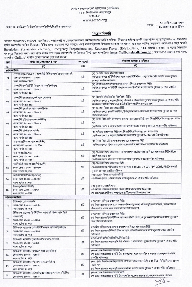 SDF Job Circular 2025 PDF / Image