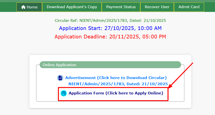 NIENT Job Application Procces